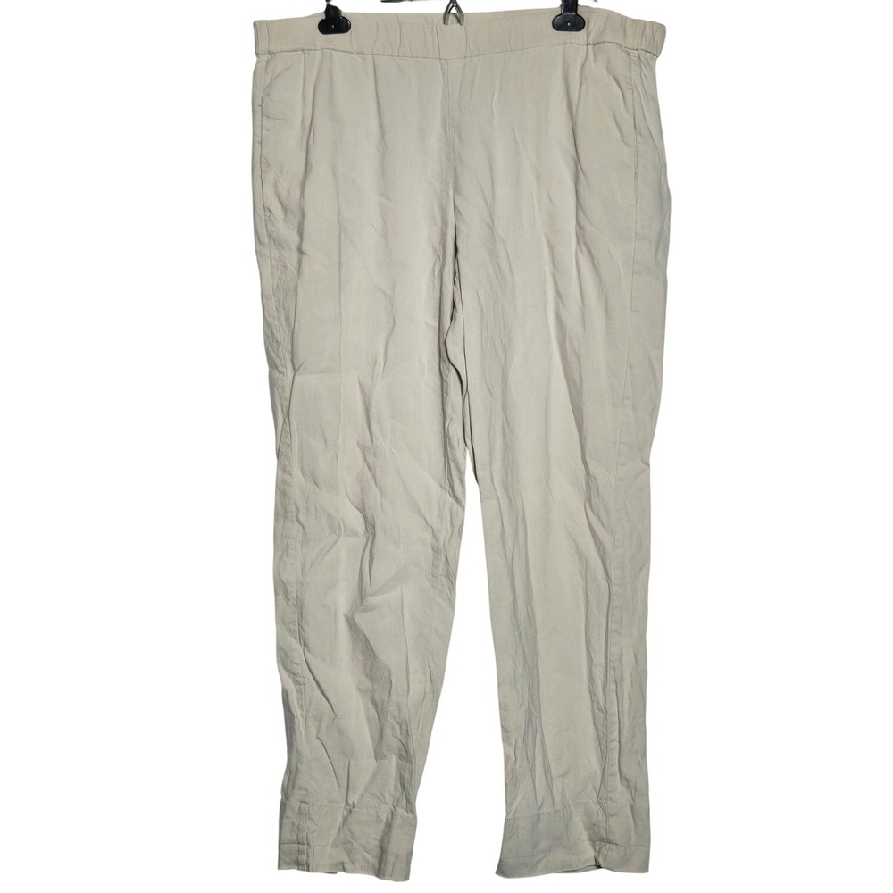 J Jill Linen Blend Beige Pull On Pants Large Stretch Straight Quiet Luxury